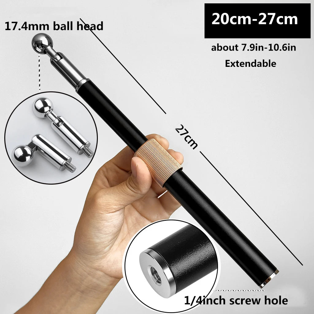 Metal Tube Extendable Rod Selfie Stick Monopod Extention Pole Stand Holder with 1/4inch Screw Ball Head for Mobile Phone Cameras