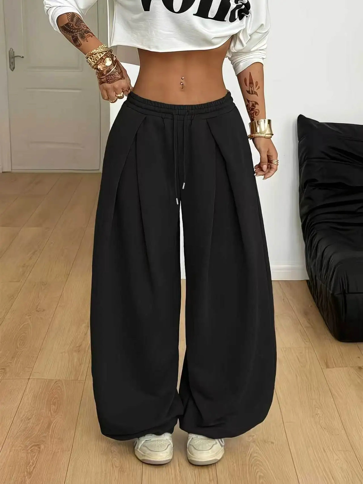 Y2K new Wide Leg Sweatpants Women Streetwear Baggy Oversize Gray Sports Pants High Waist Drawstring Casual Joggers Trousers