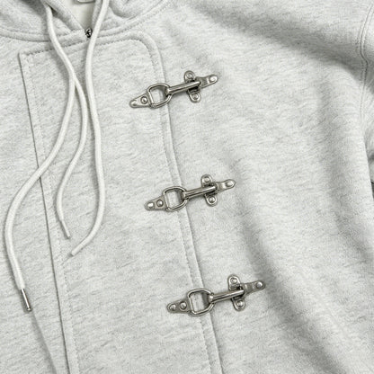 Y2K American Vintage Washed Streetwear Hoodie Women Hook Clasp Zip Up Drawstring Loose Winter Outerwear Casual Daily Wear 2026