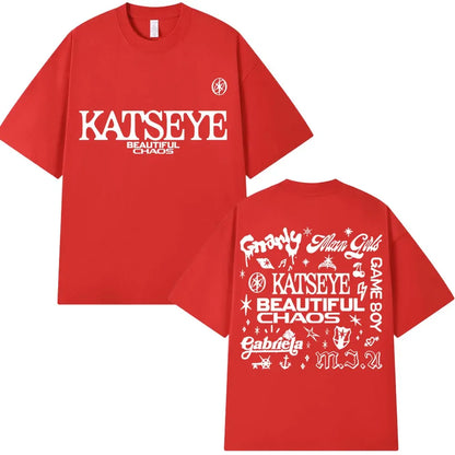 Korean Katseye Beautiful Chaos Tour T Shirt Kpop Vintage Harajuku Fashion Y2K Men Women T-shirt Cotton Loose T Shirts Fans Gifts