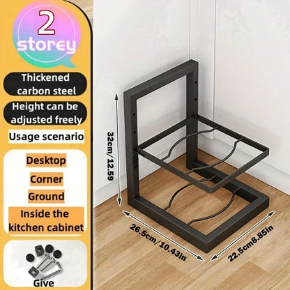 Adjustable Stainless Steel Pot Rack Multi-Layer Organizer Kitchen Storage Holder for Pots and Pans Household Use