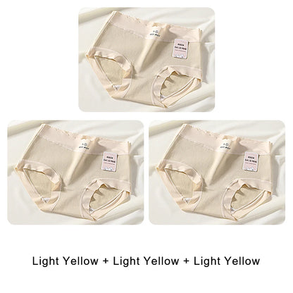 Cotton Mid-Rise Panties - Women's Antibacterial Breathable Cotton Briefs Set