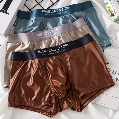Luxury Ice Silk Boxers - Breathable Satin Mens Underwear 3PCS