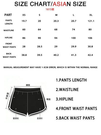 Women's Fashionable Casual Color-Matched Hemmed Sport Shorts, Simple and Versatile, Suitable for Yoga, Dancing and Cycling.
