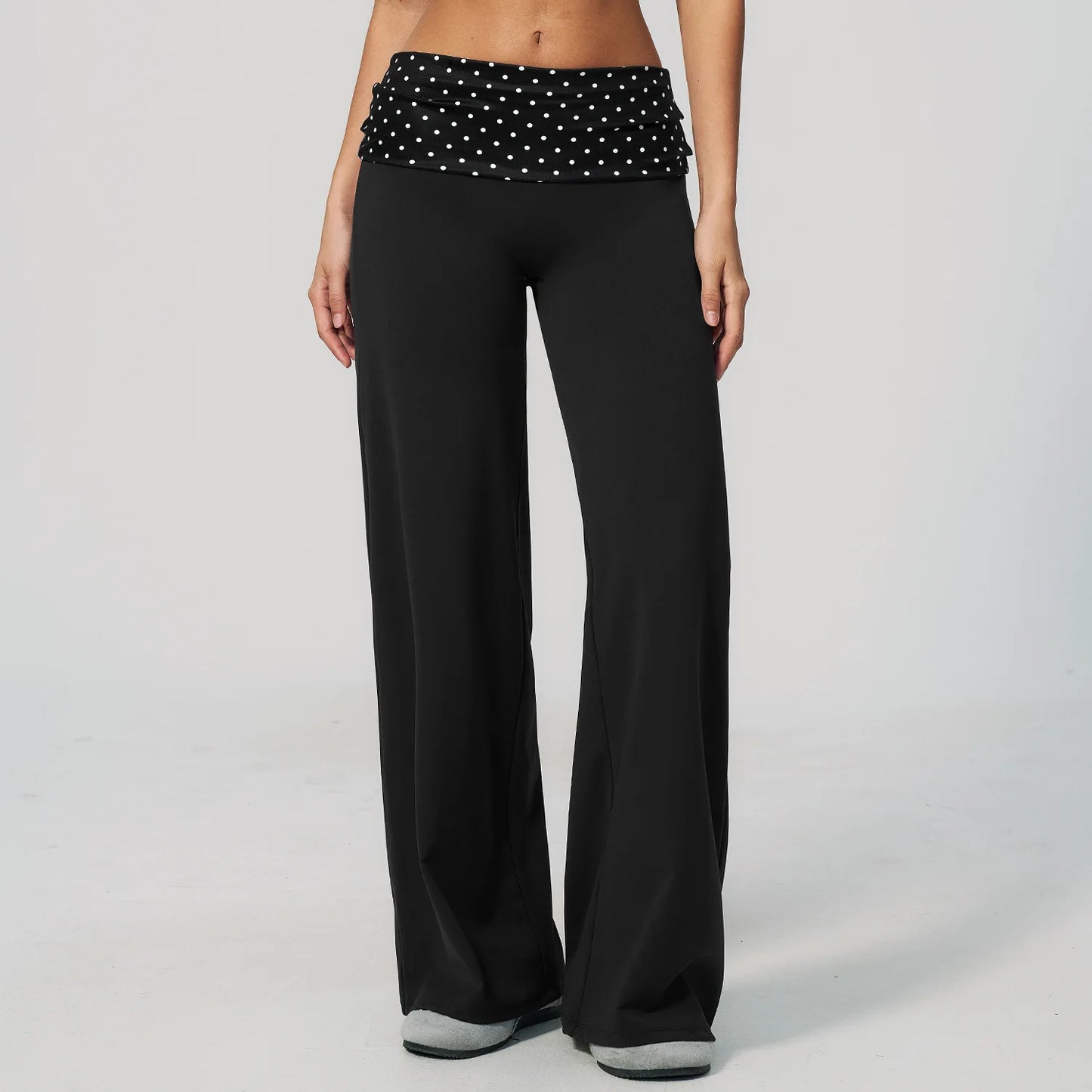 Women's Wide Leg Yoga Pants Breathable Sports Fitness Bell-bottoms High Waist Striped Yoga Pants Polka Dot Workout Flared Pants