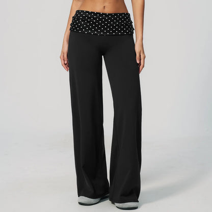 Women's Wide Leg Yoga Pants Breathable Sports Fitness Bell-bottoms High Waist Striped Yoga Pants Polka Dot Workout Flared Pants