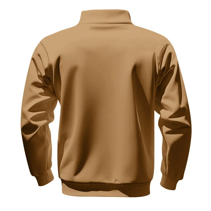 American autumn and winter heavy fleece long-sleeved men's sweater half zipper loose stand-up collar pullover men's sweater