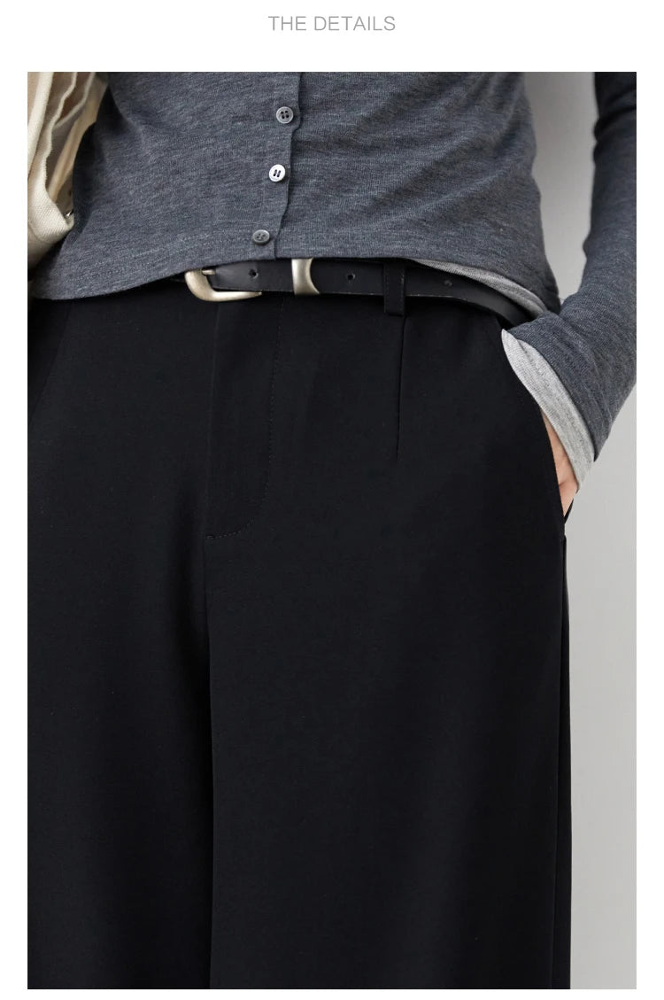 CHIC VEN Women Pants Solid Casual  Slim Straight Leg Suit Wide Leg Ladies Trousers Spring Autumn 2025 Clothing for Woman