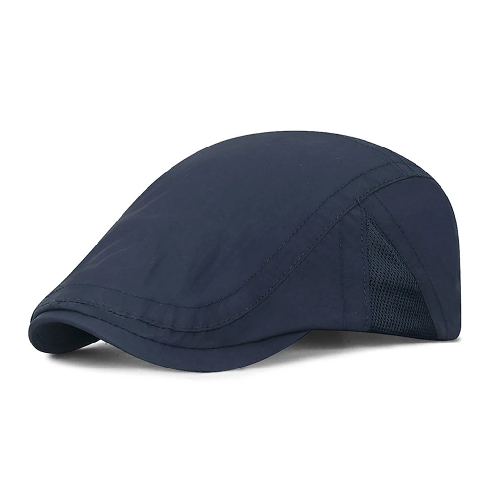 Summer Quick-Drying Thin Beret Men Women Sun Shade Newsboy Cap Breathable Mesh Peak Caps Adjustable Sun Shade Beret Hats