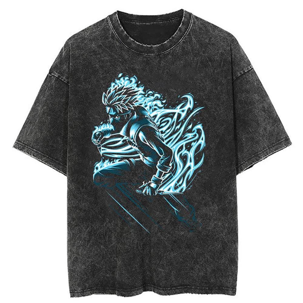 Hip Hop Streetwear T Shirt Japanese Anime Naruto Print T-Shirt Men Harajuku Cotton Tshirt Summer Short Sleeve Tops Tees