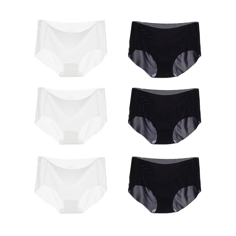 6PCS Summer Ice Silk Seamless Underwear Ladies Summer Ultra-thin Sense Quick-drying Pants Briefs Panties M-XL