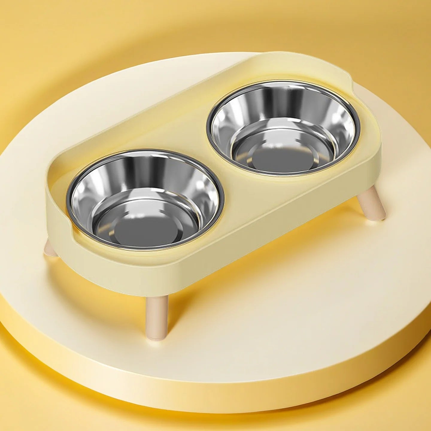 Dopamine Colorful Elevated Pet Feeder: Dual Stainless Steel Bowls with Neck Support - Fashion Food & Water Station for Pets