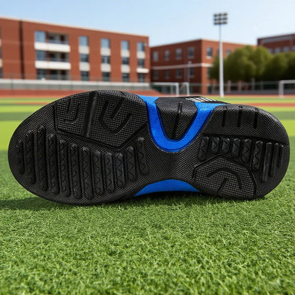 Boys Leather Sneakers - Kids Running Shoes With Rubber Outsole & Hook And Loop Closure
