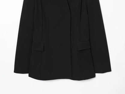 Women's Casual Blazer - Autumn Long Sleeve V Neck Double Breasted Jacket With Pockets