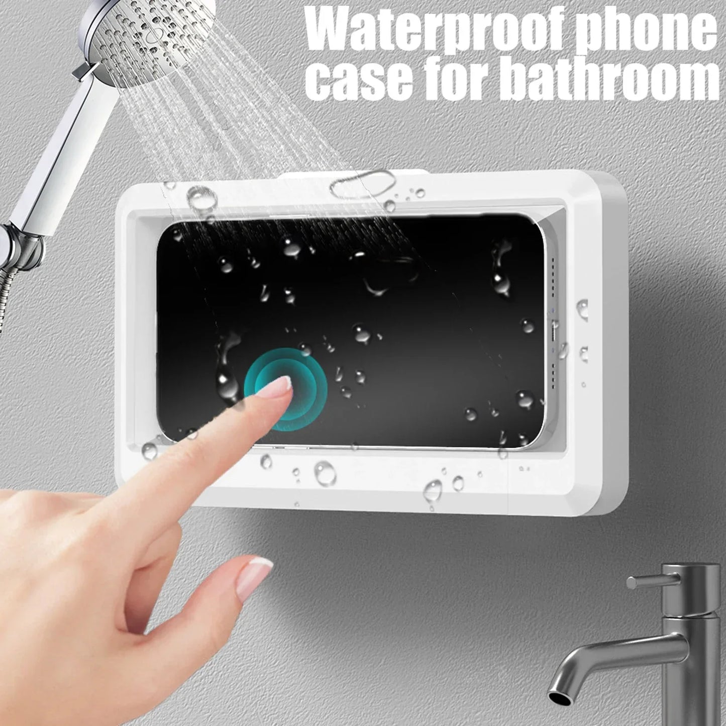 Waterproof Wall Mount Phone Holder 360° Rotatable Smartphone Storage Case Portable Phone Bracket for Bathroom Kitchen Daily Use
