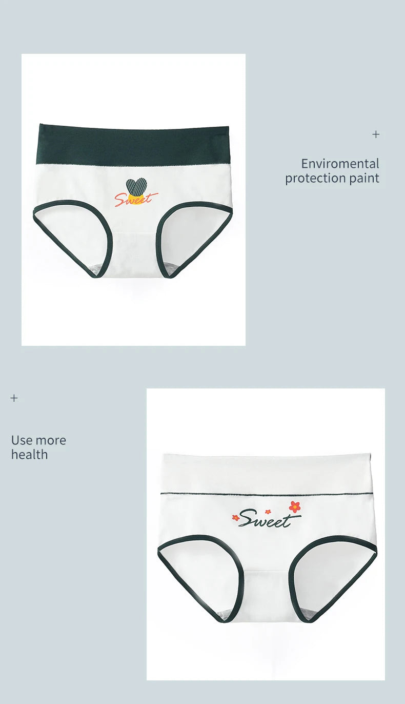4Pcs/Set High Waist Cotton Panties Women Body Shaper Underwear Fashion Print Panty Girls Briefs Seamless Female Lingerie