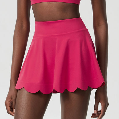 Women Summer Tennis Skirt Solid Color 2 In 1 Pocket Running Skirt Breathable Quick Dry Gym Shorts Female Workout Clothes