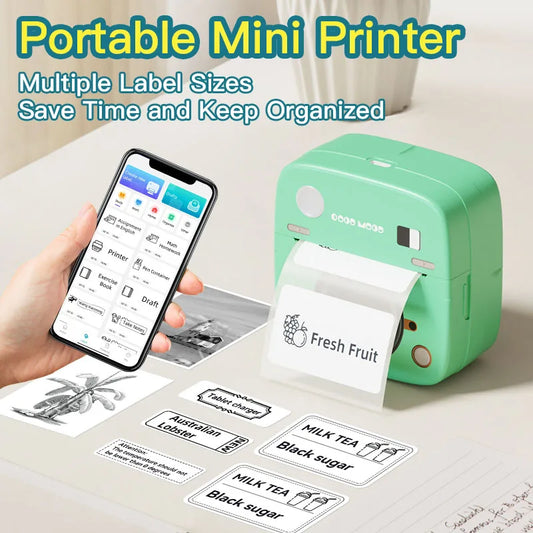 New Photo Sticker Printer  C1Kitchen Label Printer 1200mAh Battery Type-C Smart Bluetooth Mini Printers for iOS Android Phone
