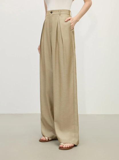 FSLE 2025 Summer Old Money Vest Wide-Leg Pants Set Vintage Tailored Two-Piece Adjustable Waist Eco Linen for Boardroom to Brunch