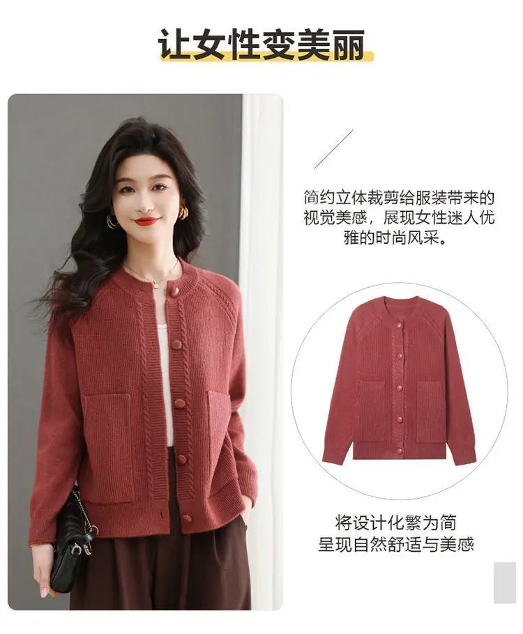 Women's New Spring and Autumn Cardigan Sweater with Loose Cardigan Sweater Jacket