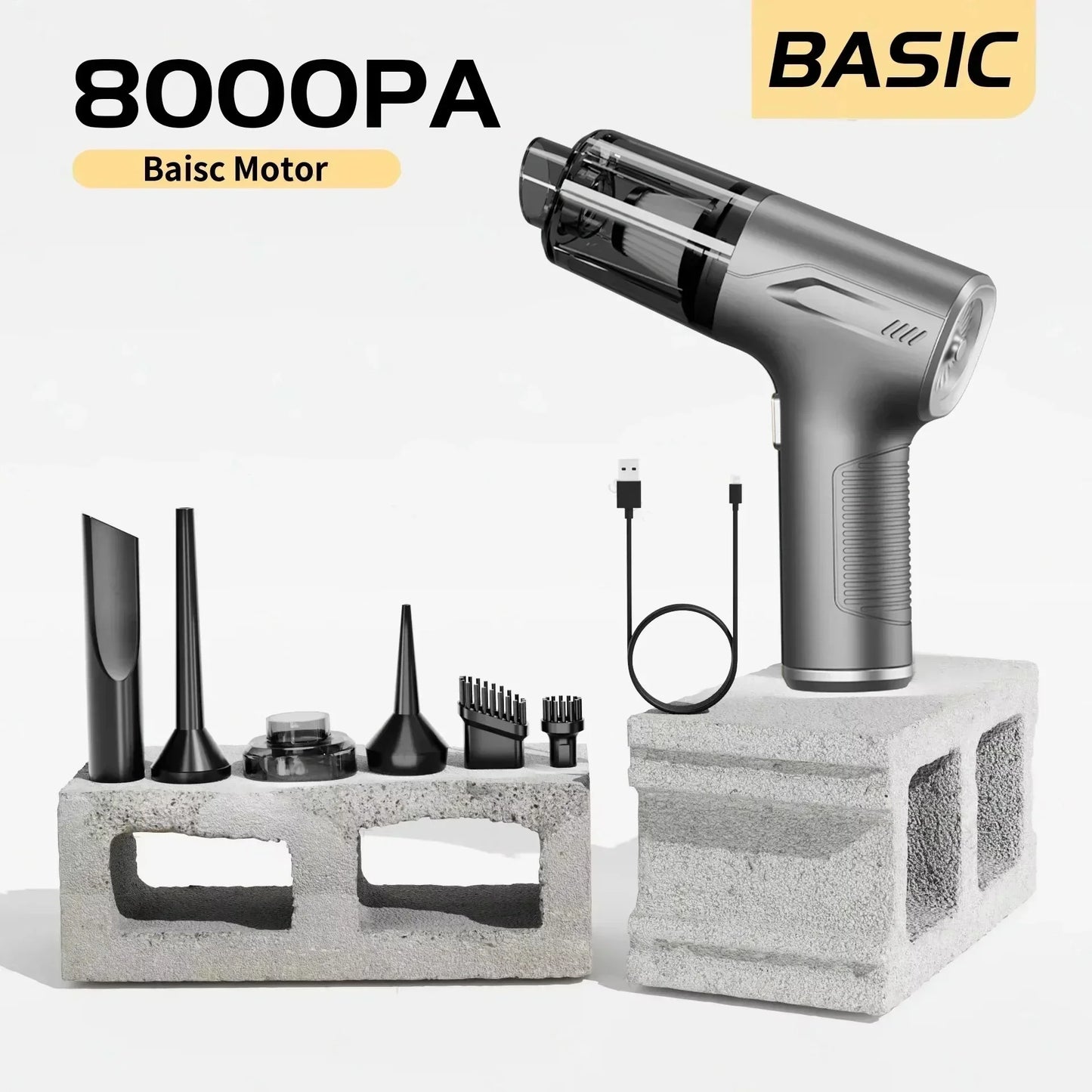 Mini Car Vacuum Cleaner - Cordless Wireless Car Cleaner with HEPA Filter & Powerful Suction