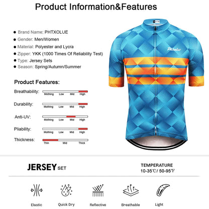 Cycling Jersey Set - Men & Women Breathable MTB Bike Clothes With Gel Padded Shorts