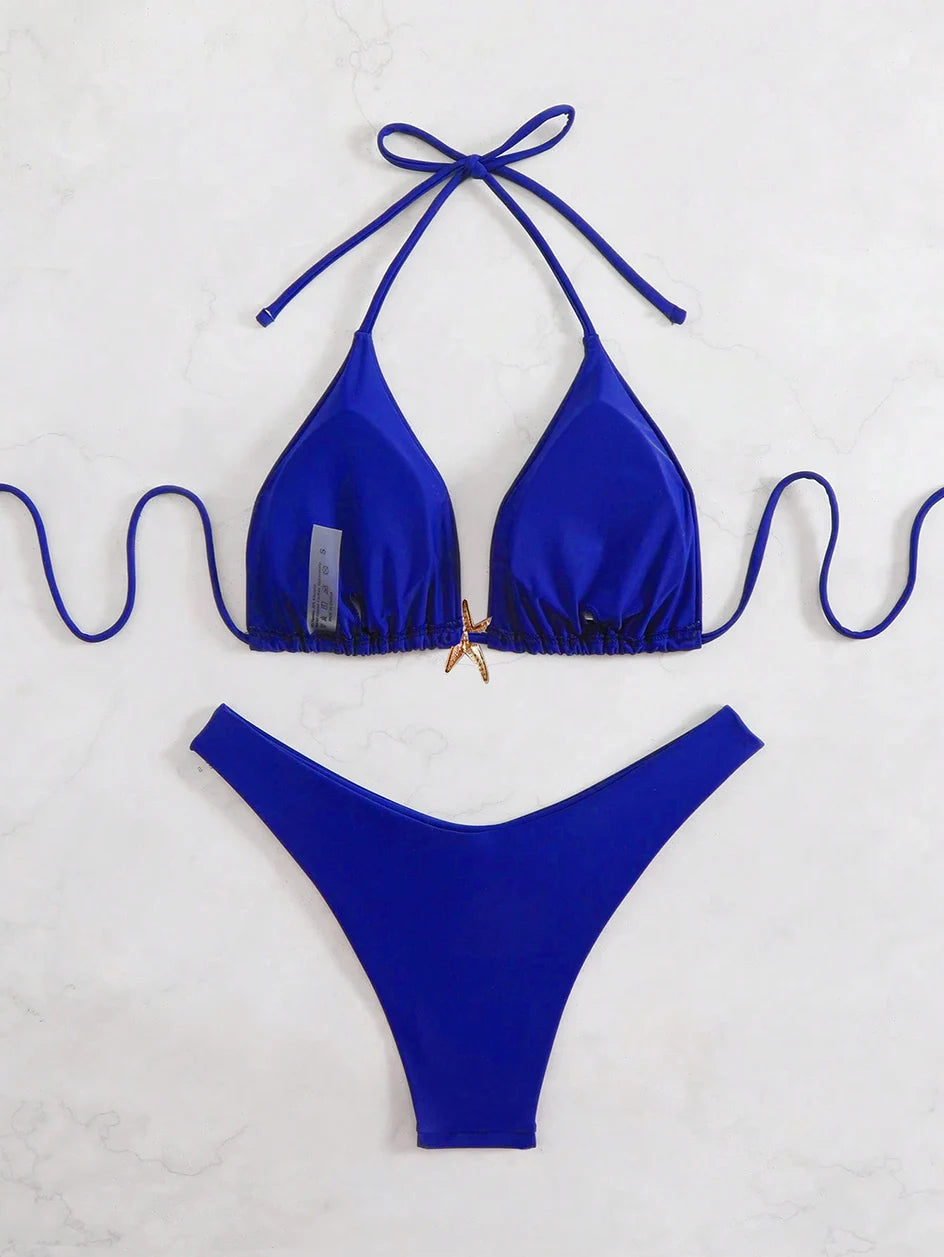 Sexy Bikini Set - Women's Swimwear Two Piece Halter Neck Micro Bikini Swimsuit