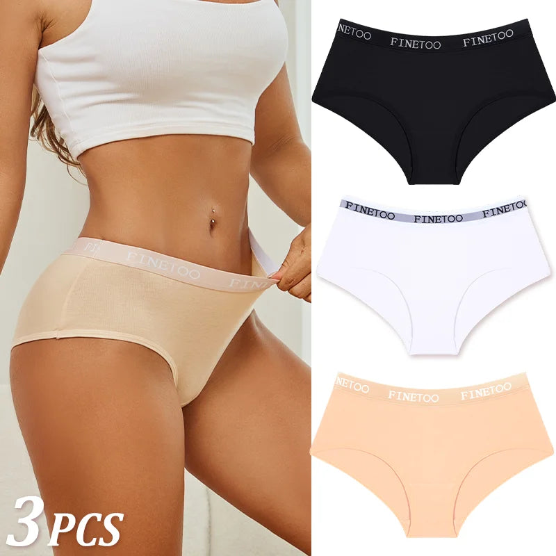 Women Cotton Briefs - Soft Breathable Low-Rise Panties 3Pcs Cotton Underwear Set