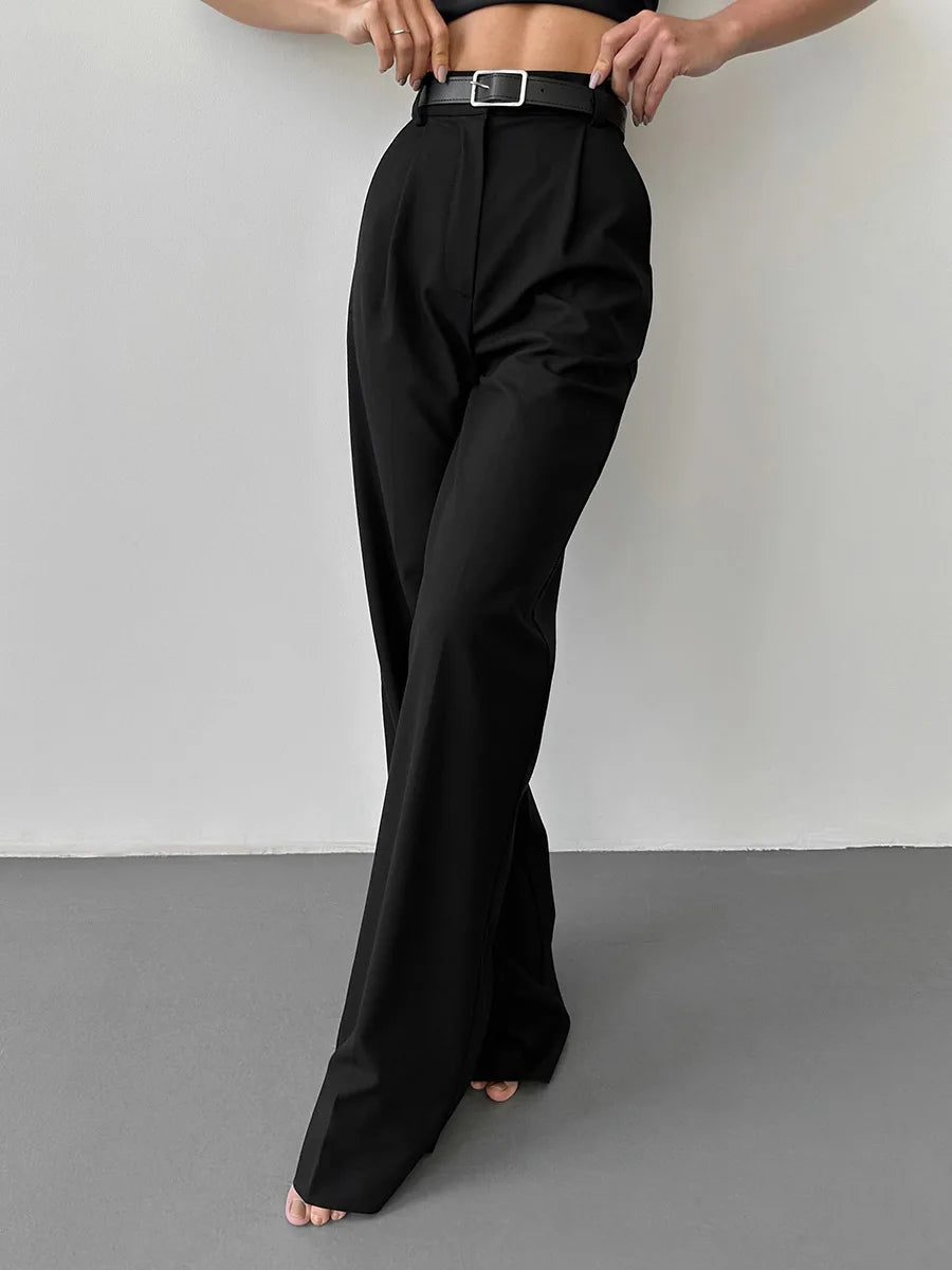 Classic Formal Straight Leg Pants Spring and Summer Women's Versatile Casual Wear Loose Fit Office Tourism Darp Wide Leg Pants