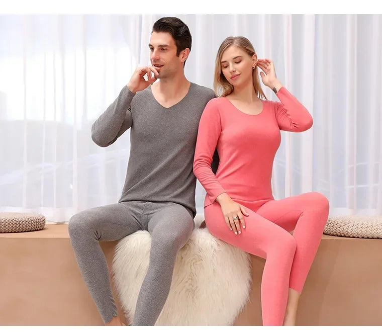 Men Wool Winter Long Sleeves Thermal Warm Thick Sweater Thermal Underwear Soft Fleece Lined Long Johns Set Thermal Clothes