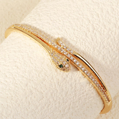 Europe and America Classic Snake Bracelet For Women Stainless Steel Zirconia Nail Bangle Trendy Jewelry Summer