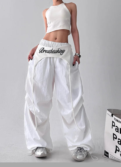 Designer Layering Cargo Pants Women Summer Lightweight Quick-Dry Jazz Dance Trousers Baggy Paratrooper Streetwear Wide Leg Pants