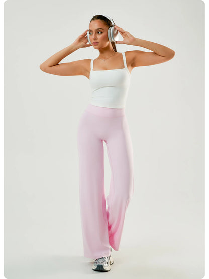 Women High Waist Wide Leg Yoga Pants Loose Flare Leggings Tummy Control Straight Workout Trousers Casual Lounge Pants Fitness