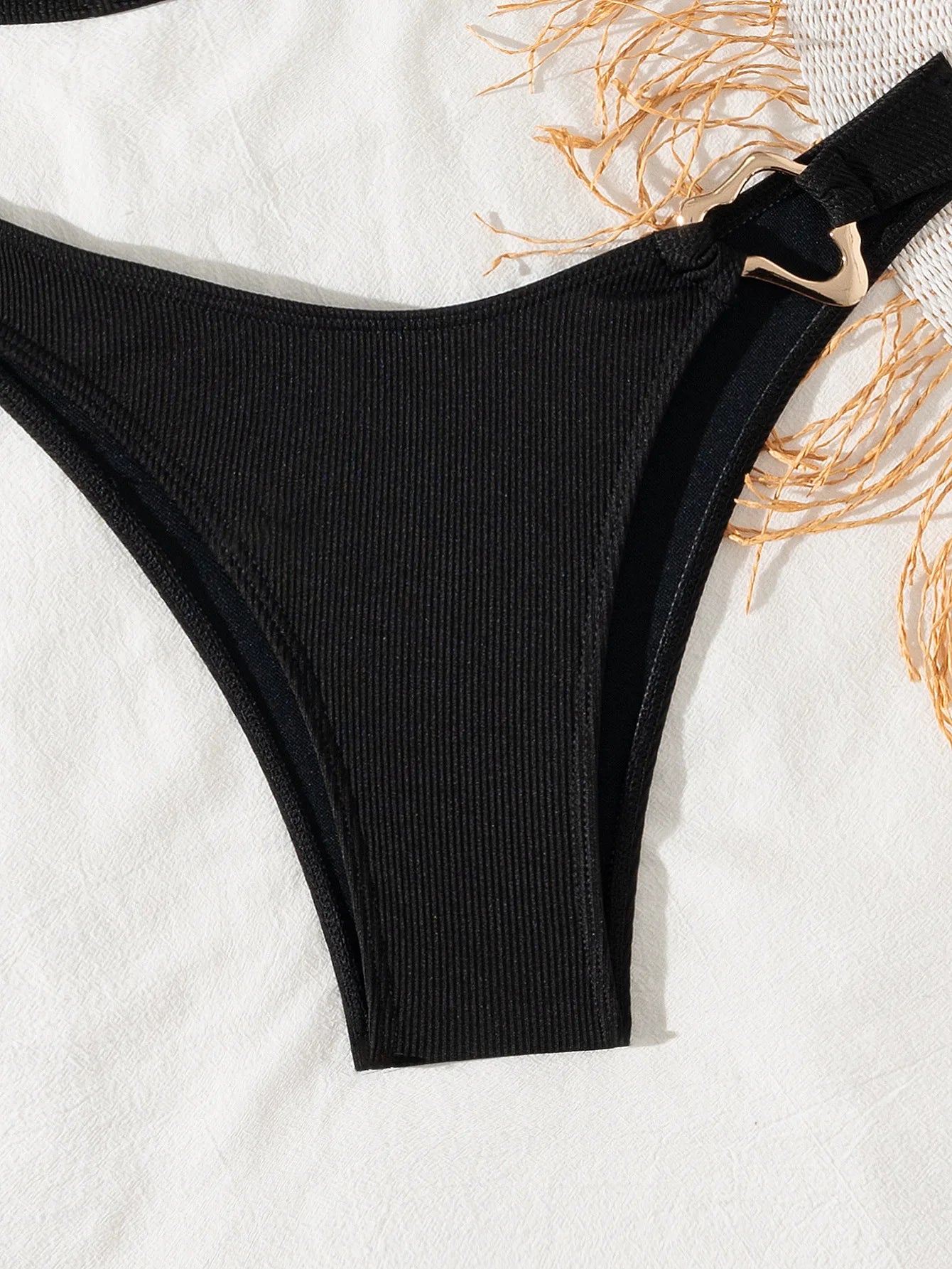 Bandeau Push-Up Bikini - Sexy Two Piece Swimsuit with Brazilian Thong & Button Detail