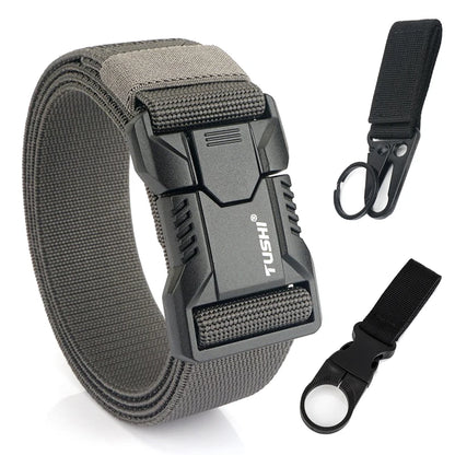 Tactical Outdoor Belt - Adjustable Elastic Waistband With Aluminum Alloy Buckle For Men