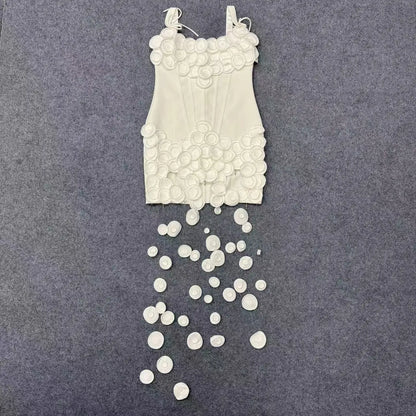 2026 New Bandage Women's Sexy Tube Top Sleeveless Flower Waist Elegant Temperament Bandage Dress