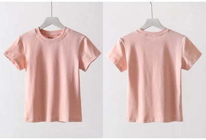 Basic T Shirts Women Cotton Slim Fit White Tops Summer Black Tees Crew Neck 100% Cotton T Shirt For Women Plain T-shirts Soft