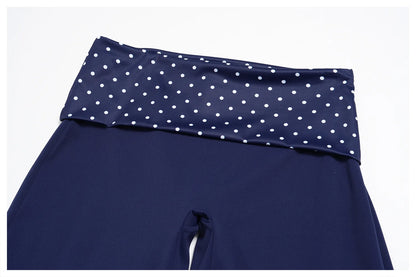 Women's Wide Leg Yoga Pants Breathable Sports Fitness Bell-bottoms High Waist Striped Yoga Pants Polka Dot Workout Flared Pants