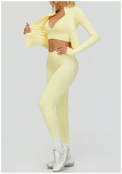 2/3PCS Seamless Yoga Set Gym Workout Suits Athletic Wear Women Legging Fitness Bra Crop Top Long Sleeve Sports Suits Sportswear