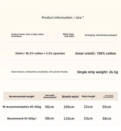 Fresh and Simple Style Class A Cotton 100A Antibacterial Extended Crotch Seamless Women's Triangle Underwear