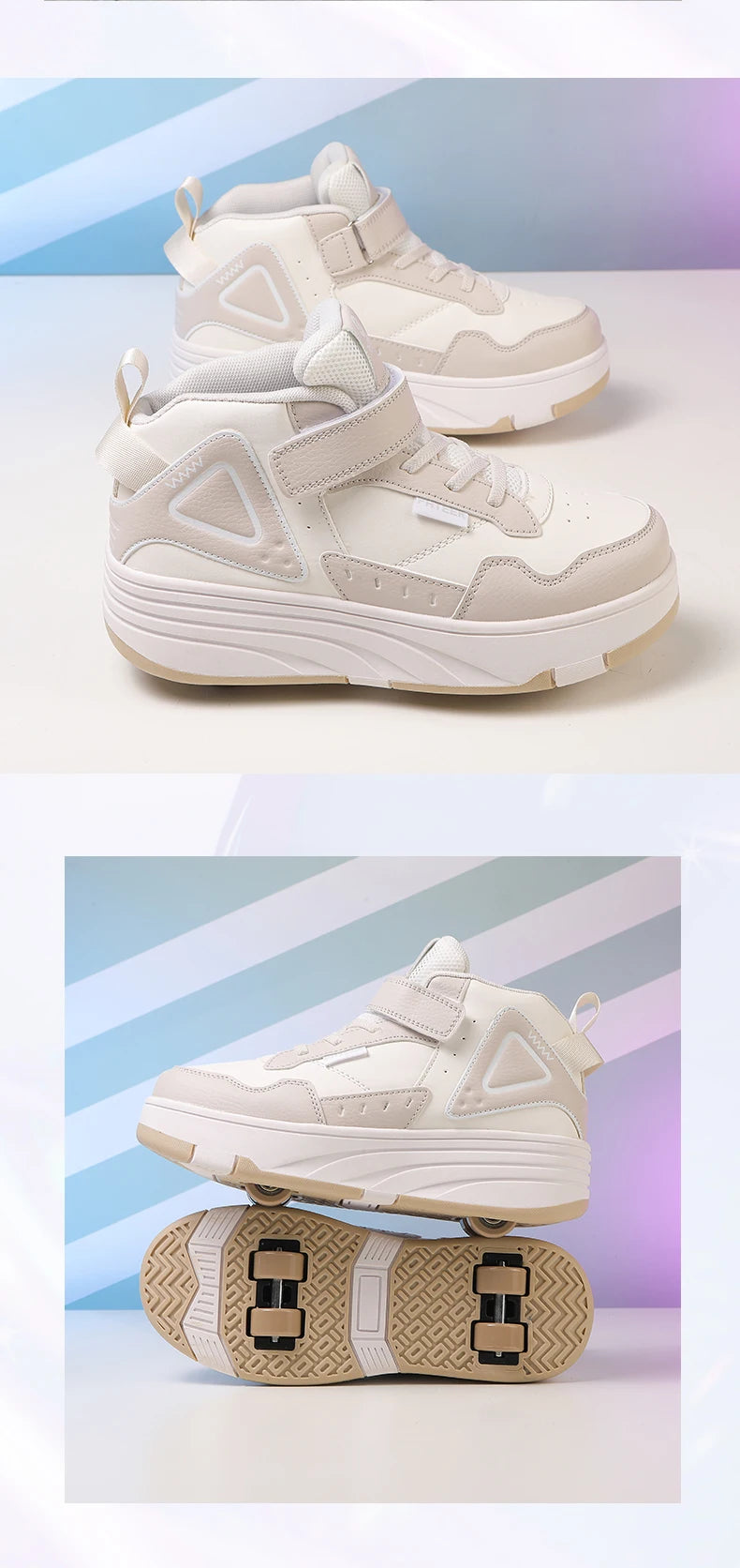 Children Roller Skates - Kids 4 Wheel Shoes With TPR Outsole & Hook And Loop Closure