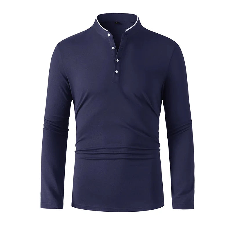 Men's Long Sleeve T-Shirt – Breathable Polyester Knit Fabric Casual Summer Top