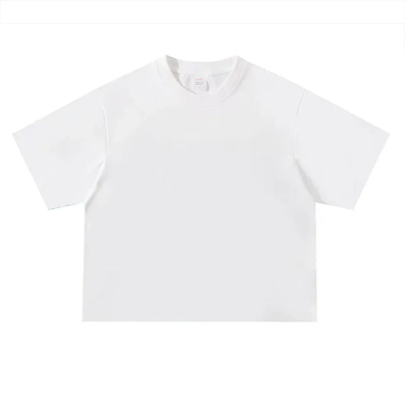 Basic Oversized Boxy Crew Neck T-shirt Mens Heavyweight 240GSM 100% Cotton Half Sleeve T-Shirts Summer Loose Sports Clothing
