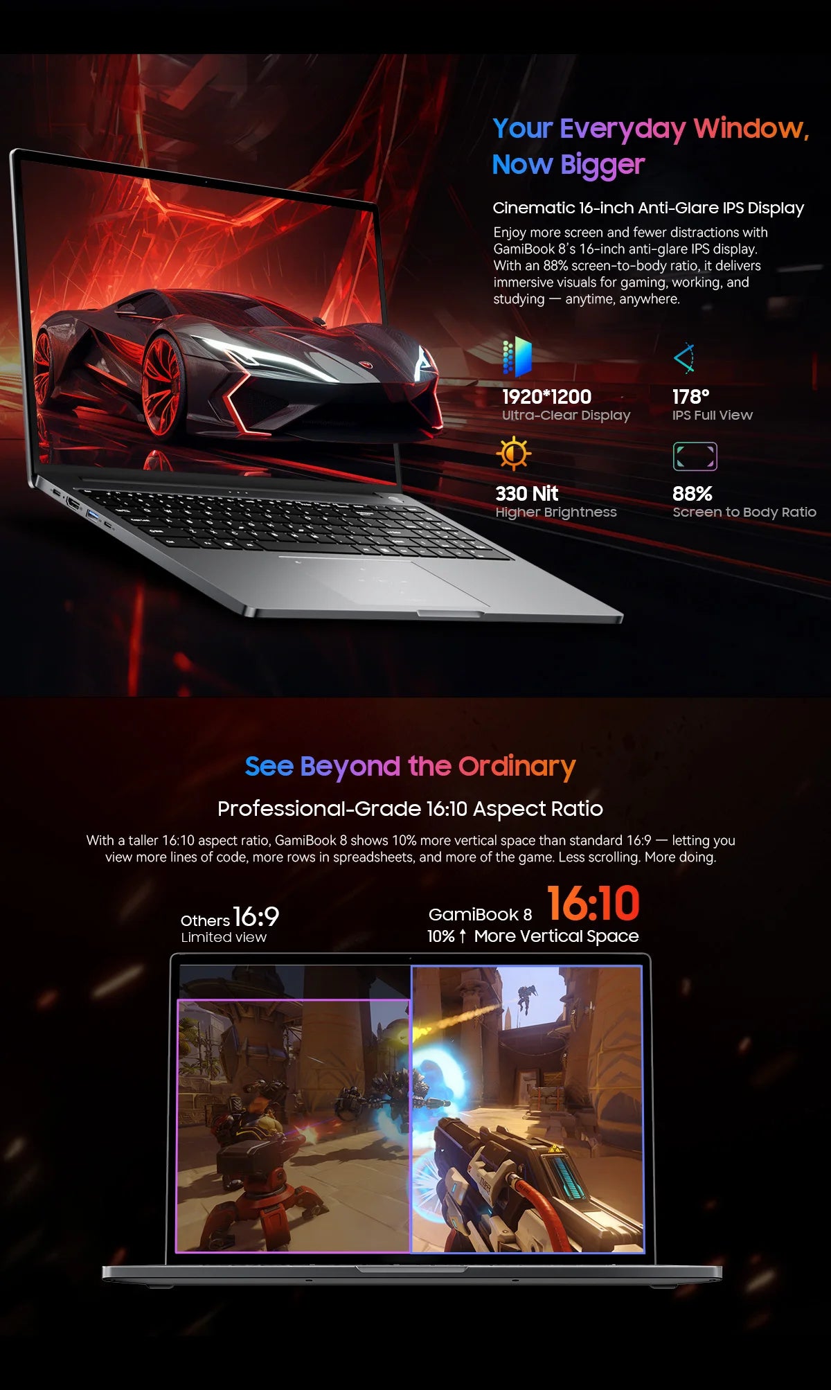 Blackview GamiBook 8 16 Inch Laptop - AMD Ryzen 7, 1920x1200 Display, Fast Charge Battery