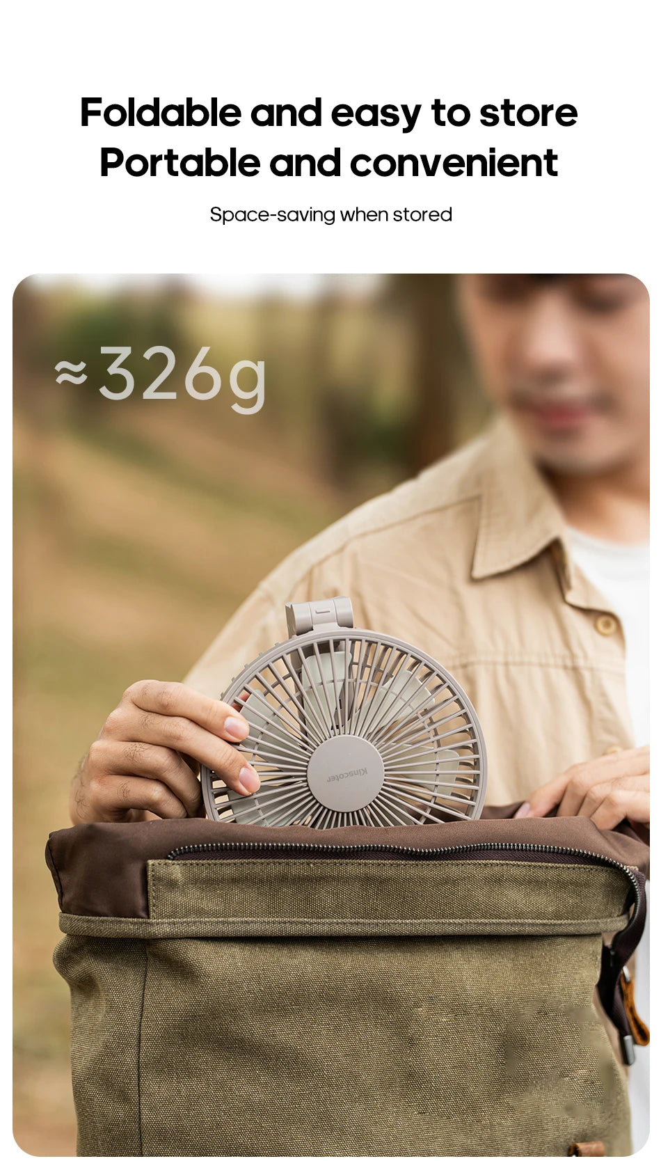 New Foldable Tripod Handheld Fan 3000mAh 4-Speed Rechargeable Fan LED Digital Display Portable Fan for Outdoor Travel Camping