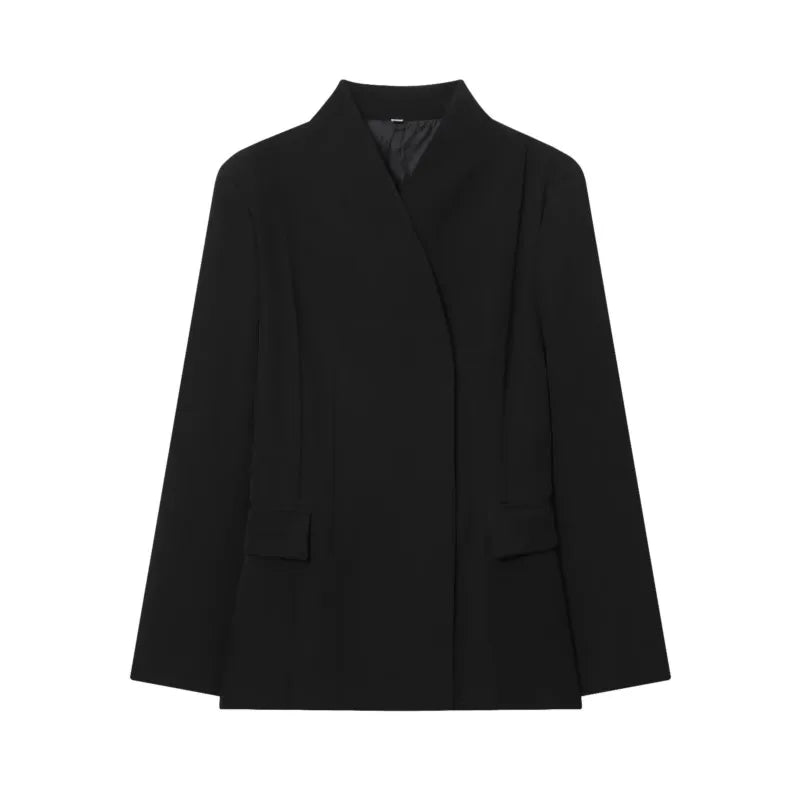 Women's Casual Blazer - Autumn Long Sleeve V Neck Double Breasted Jacket With Pockets