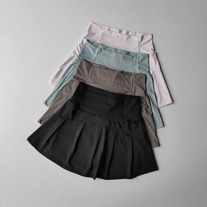 Women's High-Waisted Sports Short Skirt Anti-Glare A-Line Yoga Pants Skirt with Inner Lining for Fitness Cool Design