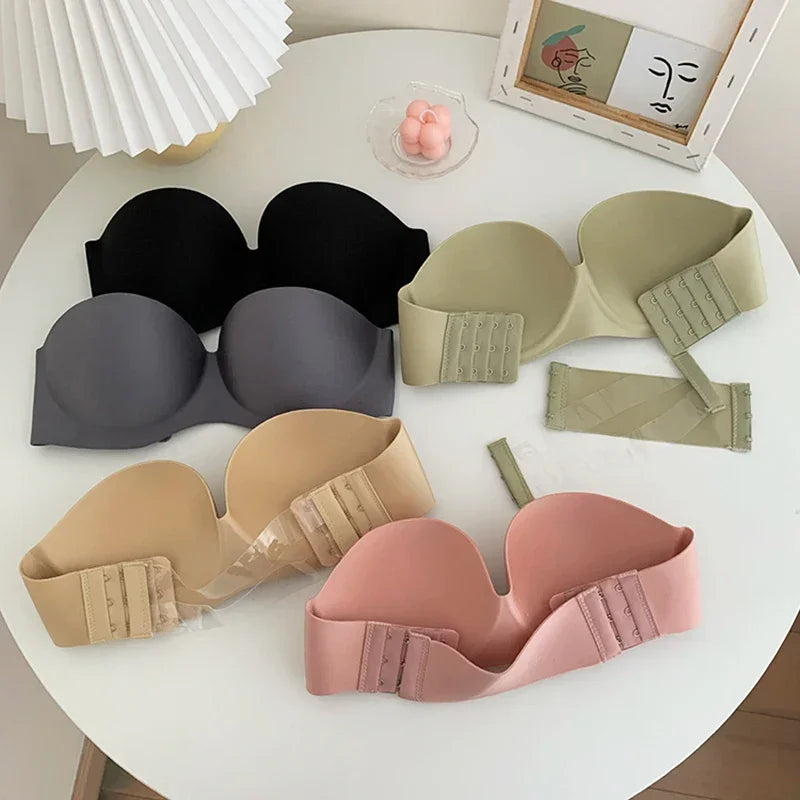 Women Sexy Strapless Bra Push Up Padded Bras Female Underwear Seamless Invisible Bralette Without Straps Ladies Lingerie Bras