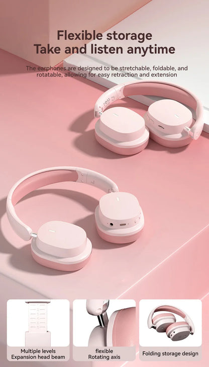 2026 New Foldable Headset Wireless Bluetooth Earbuds Head Mounted Noise Cancelling Earphones Sports with Mic Music Headphones