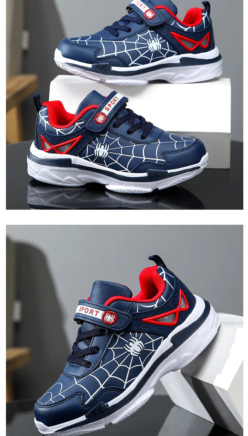 Brand Kids Cartoon Spider Sneakers Boys Comfortable Sports Shoes Outdoor Non-slip Tennis Shoes Lightweight Casual Running Shoes